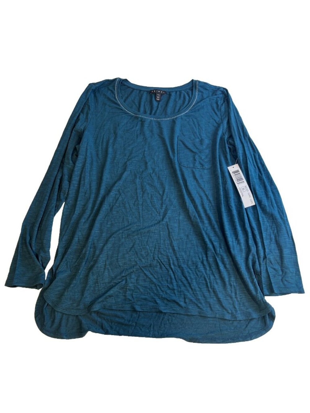 Tribal Women's Teal Blue Round Neck Long Sleeve Shirt Size XL NEW